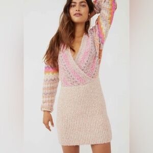 Free People Forever Fair Isle Long Sleeve Sweater Dress Size S